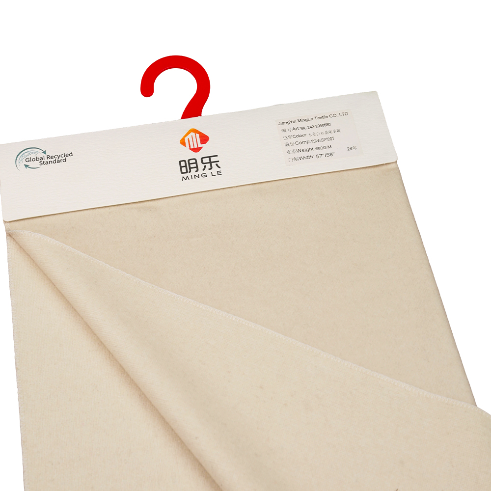 50% Ull, 40% Polyester, 10% Övriga Fiber, 680G/M, Beige, Crystal Wool Single-Face Overcoating, ML-242-2050680