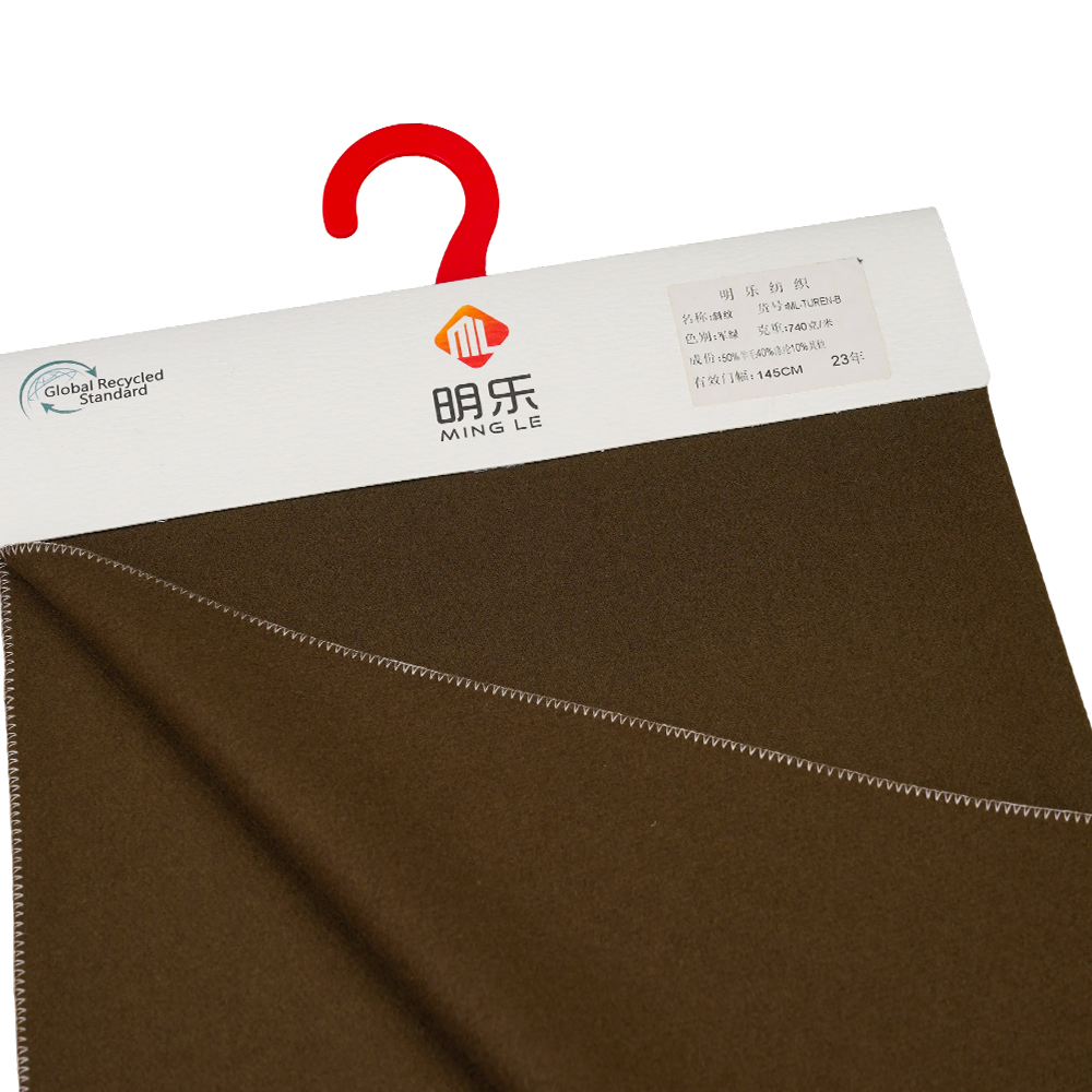 50% Ull, 40% Polyester, 10% Övriga Fiber, 740G/M, Military Green, Twill Melton Fabric, ML-TUREN-B