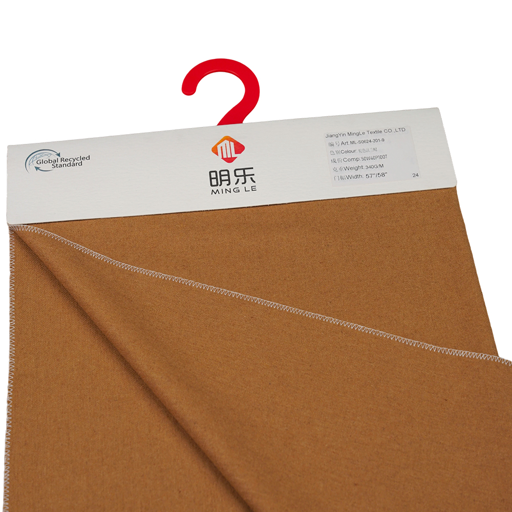 50 % ull, 40 % polyester, 10 % annan fiber, 340G/M, kamel, flanelltyg, ML-S0624-201-9