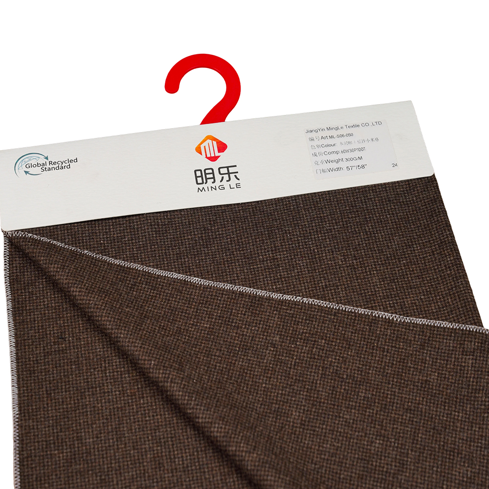 60% Ull, 30% Polyester, 10% Övriga Fiber, 300G/M, Blandat Kaffe + Röd Bönpasta Hirs, Flanelltyg, ML-S06-050