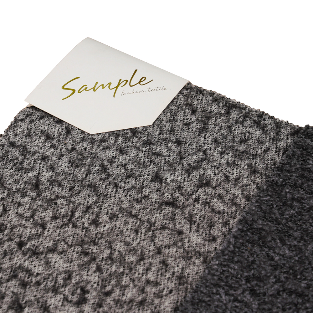 40 % ull, 60 % polyester, 750G/M, svart och grått, Bali stickat ylletyg, ML-70165440-75