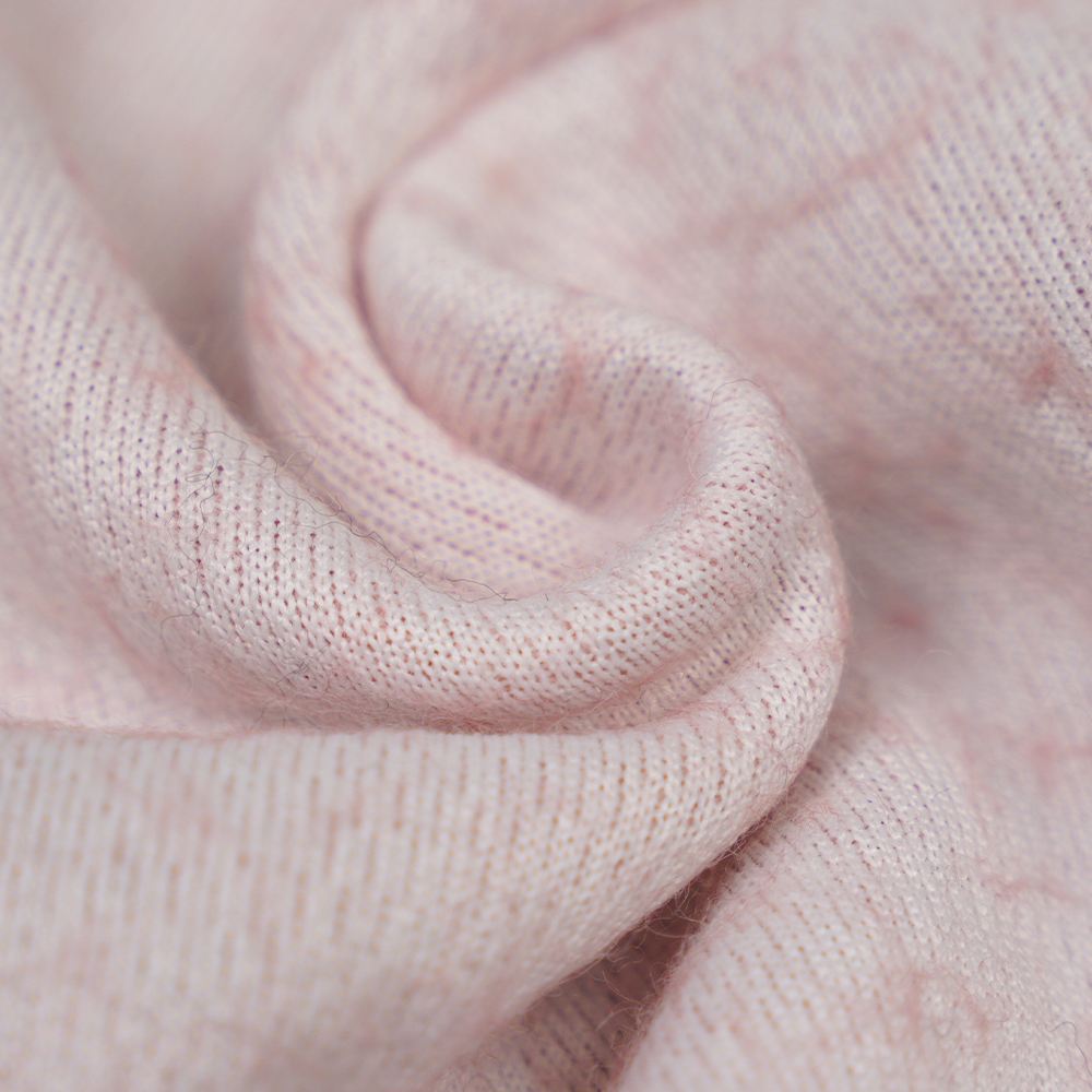 40% Ull, 60% Polyester, 700-740G/M, Rosa Och Vit, Småfiskfjäll Loop Stickat Ulletyg, ML-26-X082022