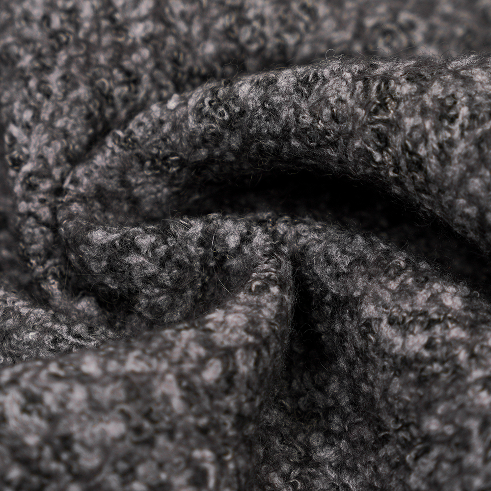 40 % ull, 60 % polyester, 750G/M, svart och grått, Bali stickat ylletyg, ML-70165440-75